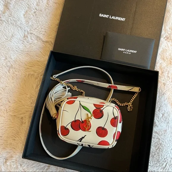 Saint Laurent baby lou cherry print leather micro crossbody bag - Picture 3 of 13